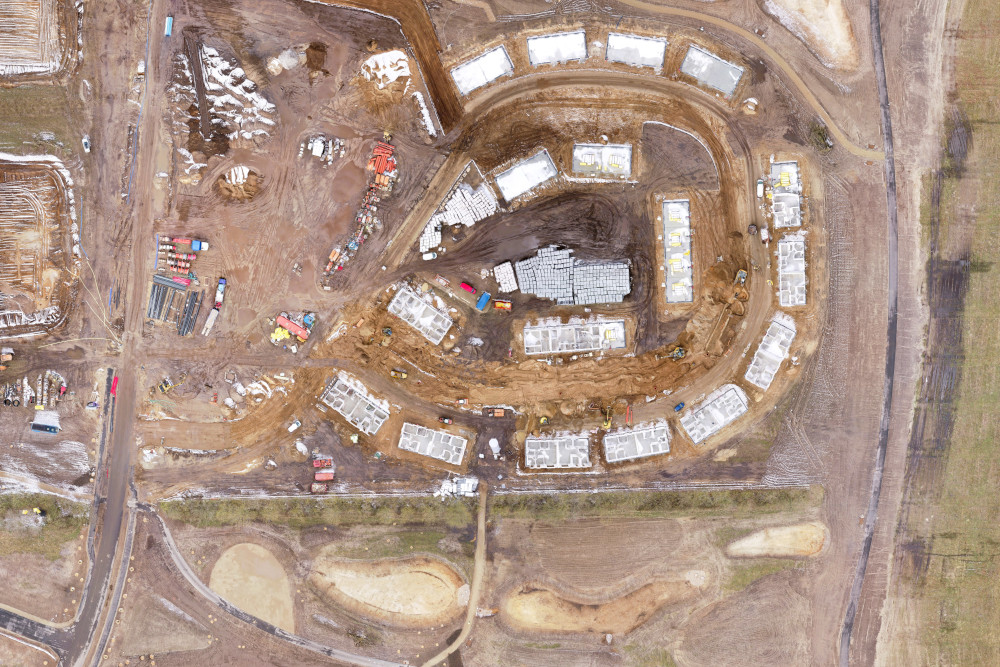 Ortomosaik af en byggeplads